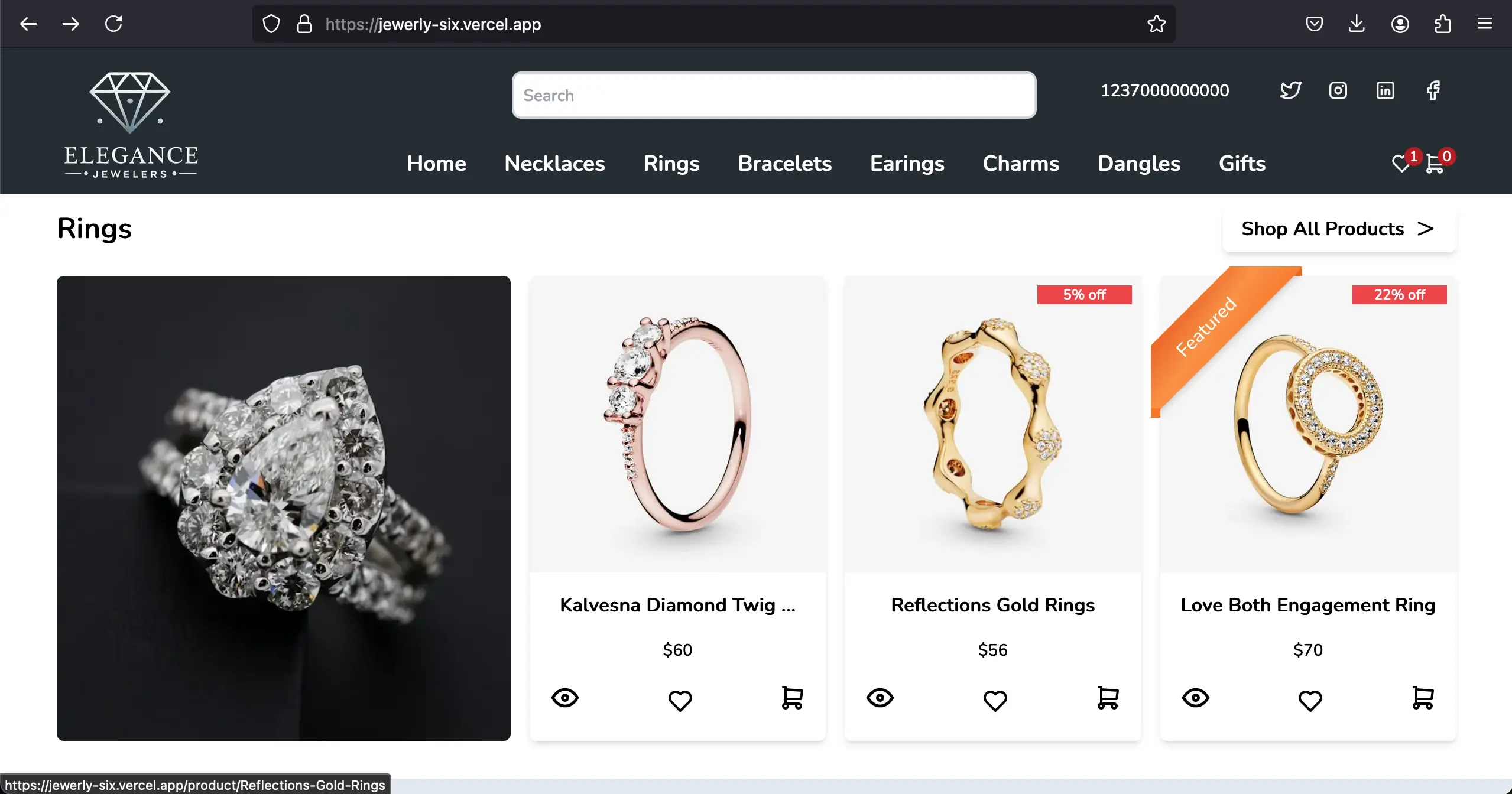 Custom Jewerly shopping Website by Chantosweb developers